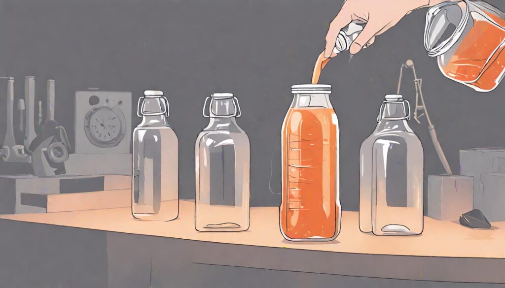fill the juice into a glass bottle