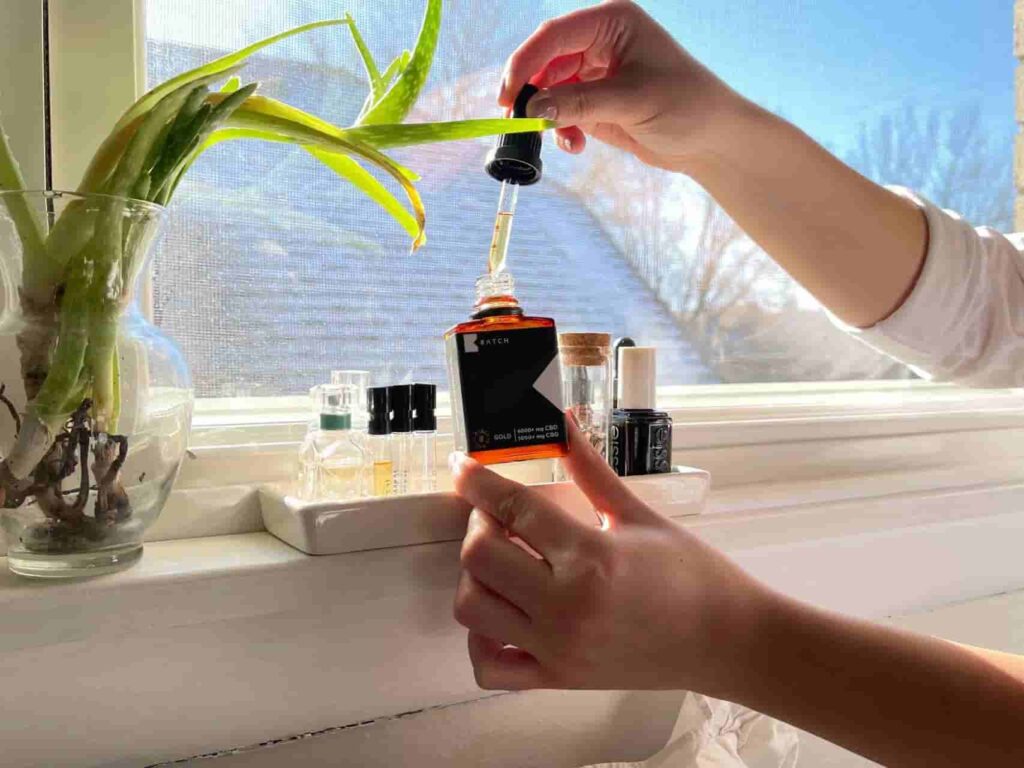 glass essential oil bottle with dropper