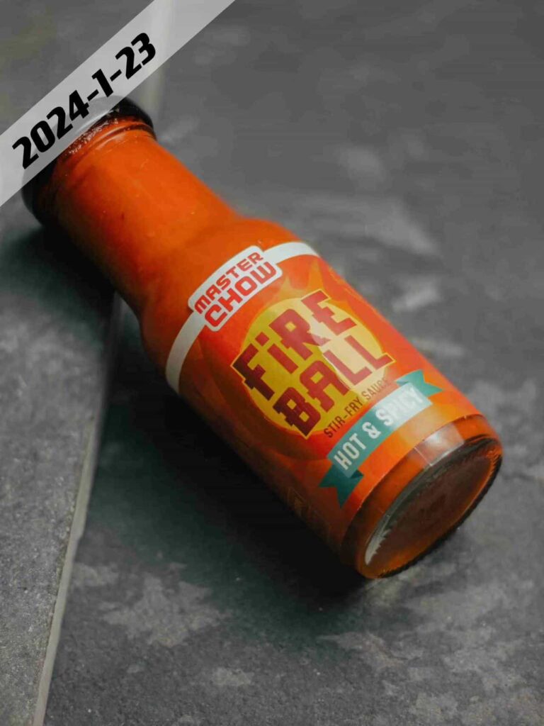 Hot sauce in glass bottle