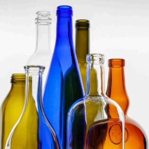 different colors of glass bottles