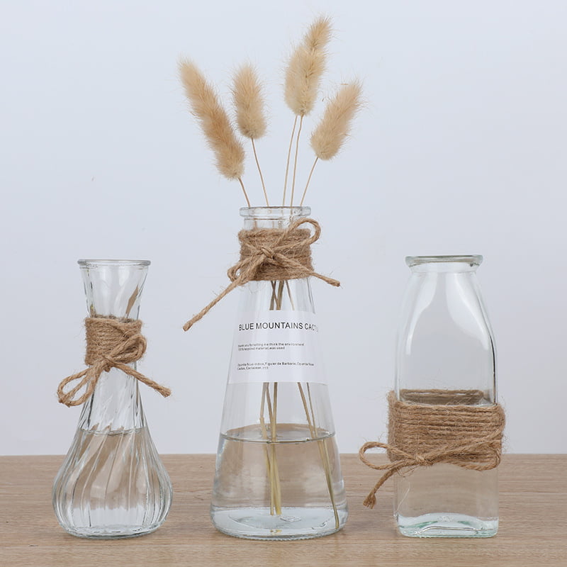 glass bottles with string