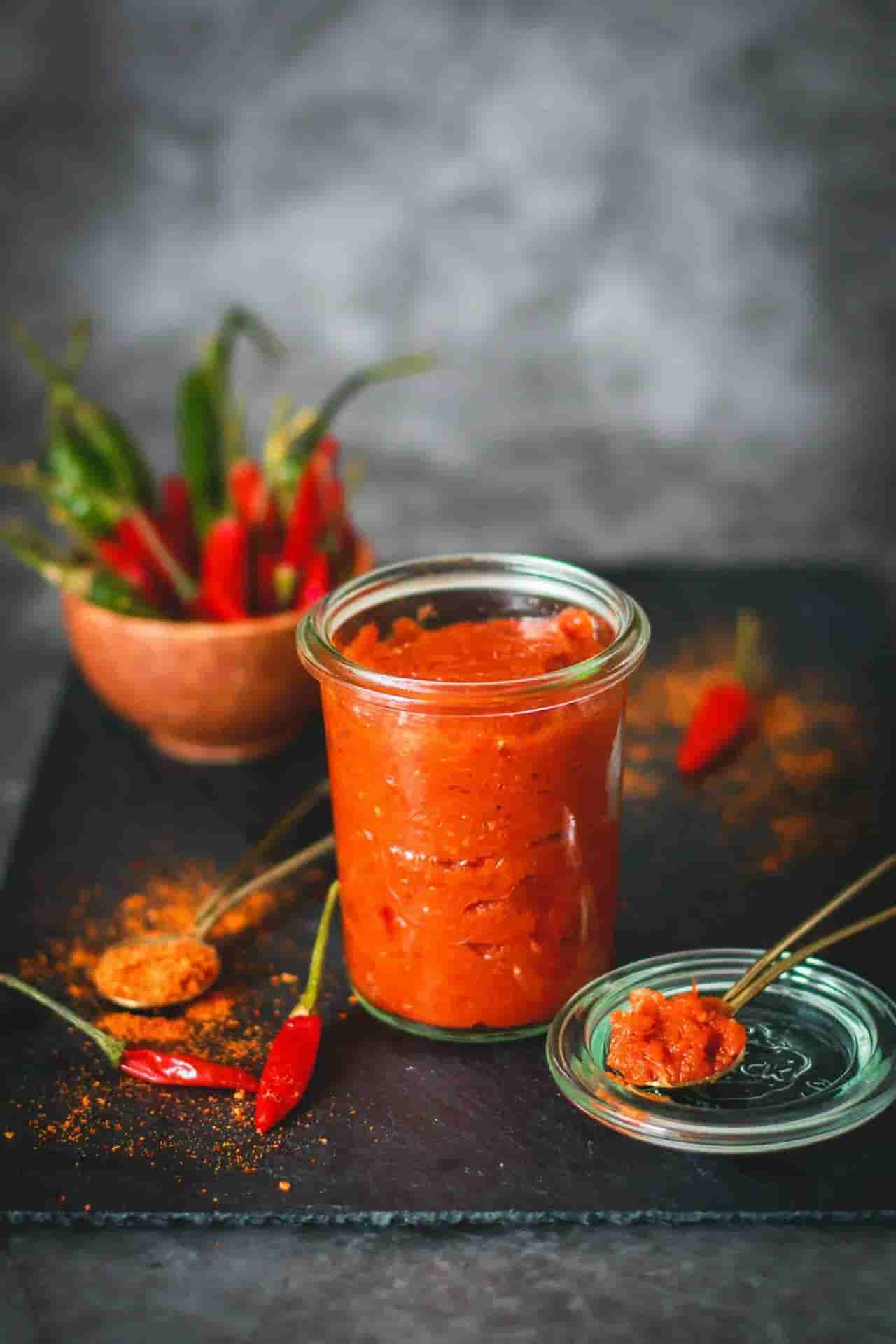 hot sauce in glass containers