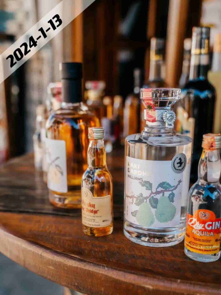 different liquor bottles