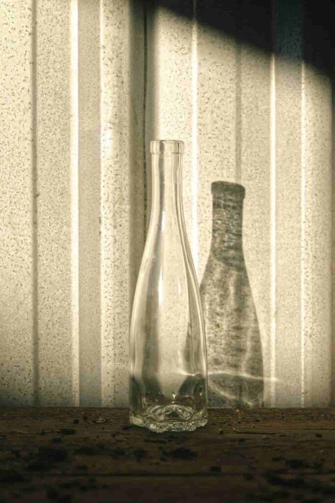 clear glass bottle