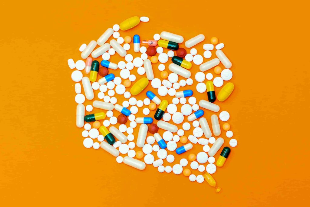 different pills and capsules