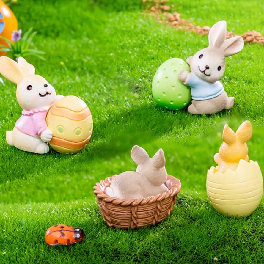 Ceramic Rabbit and Easter Egg Decorations