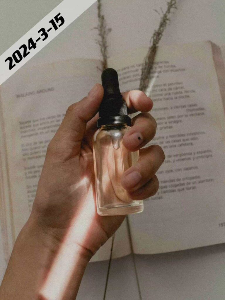 glass essential oil bottle with dropper