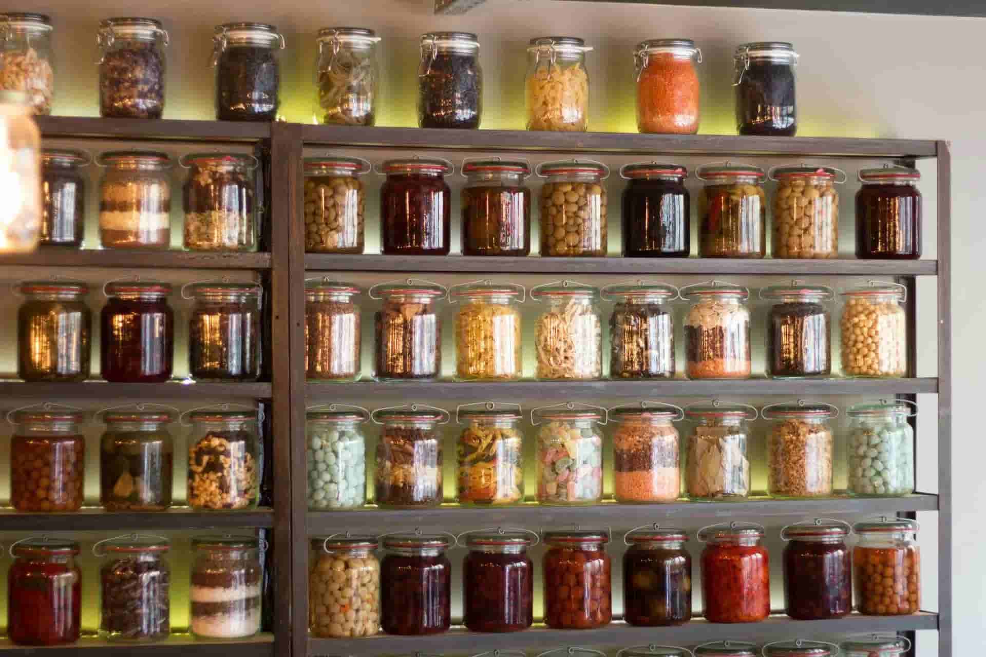 different pickle food in glass jar