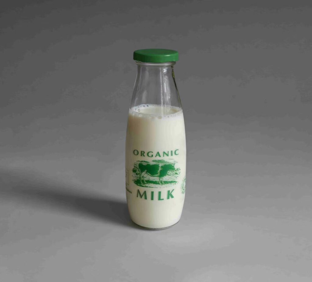 milk in glass bottle