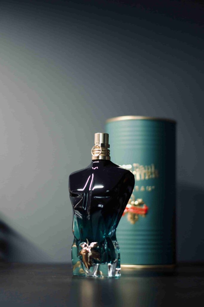 woman shape glass perfume bottle