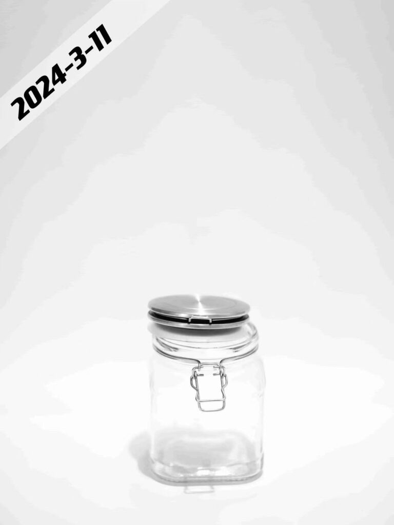 clear glass square glass jar