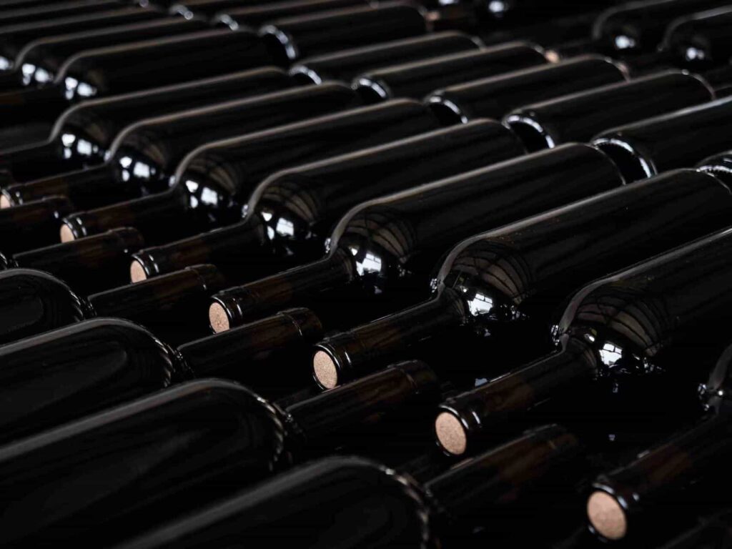 black glass wine bottles