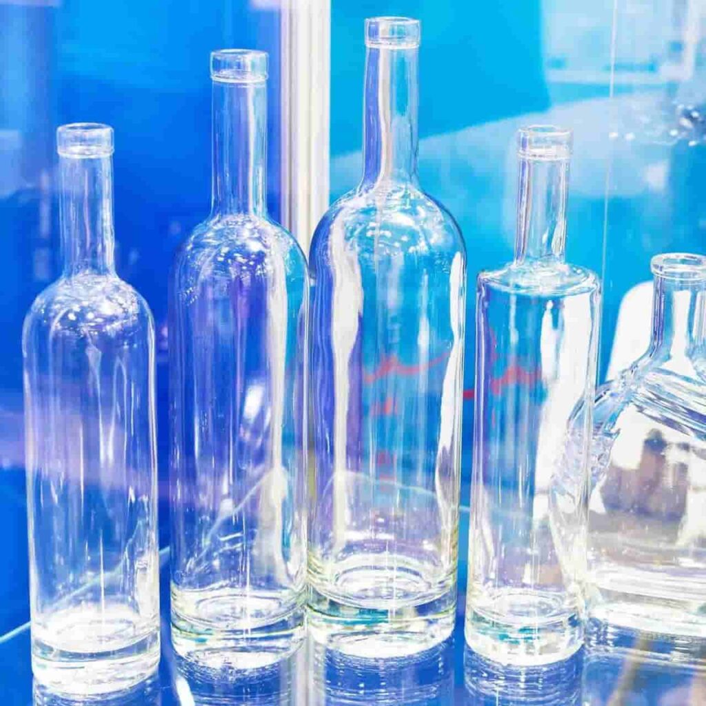 empty glass alcohol bottles