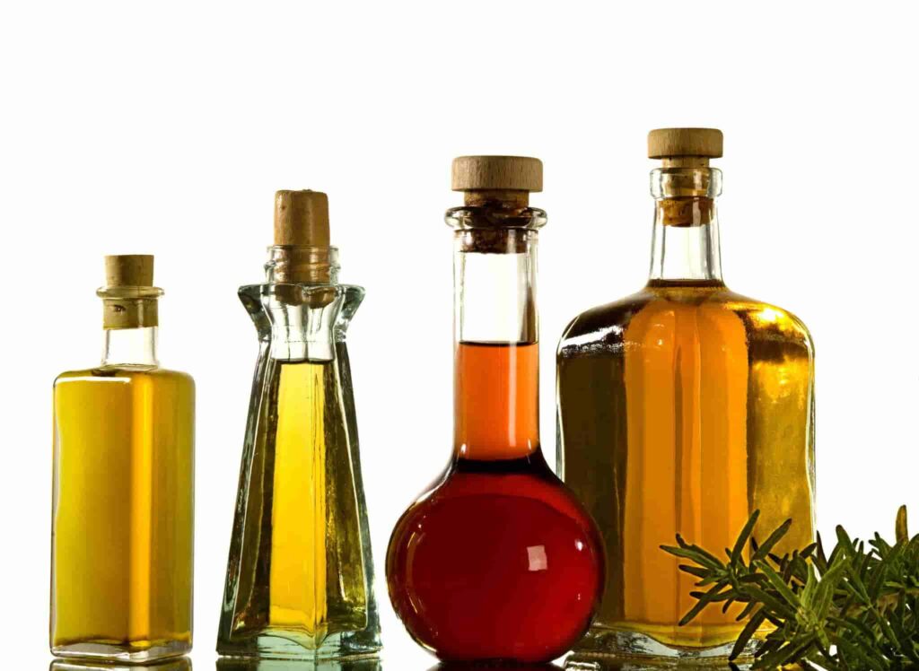 four kind of olive oil bottles