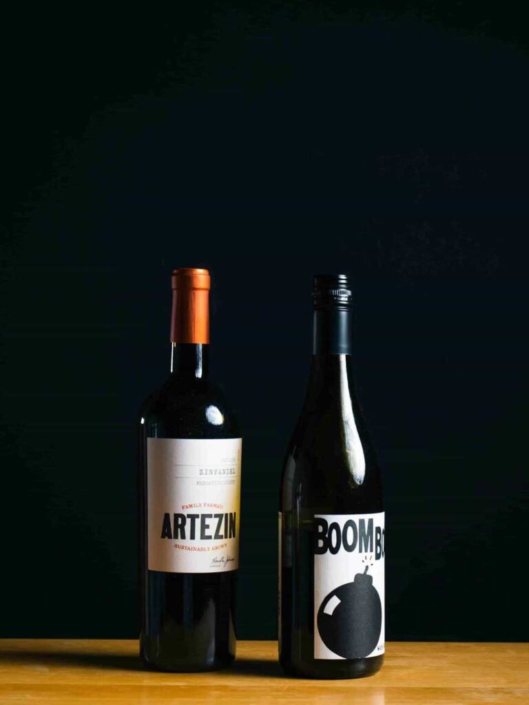 black wine bottles