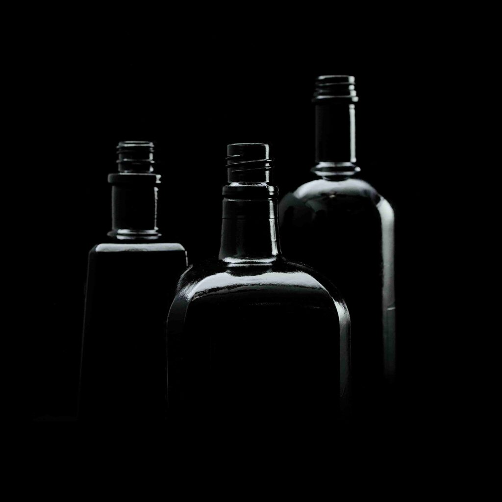 black spirt bottles