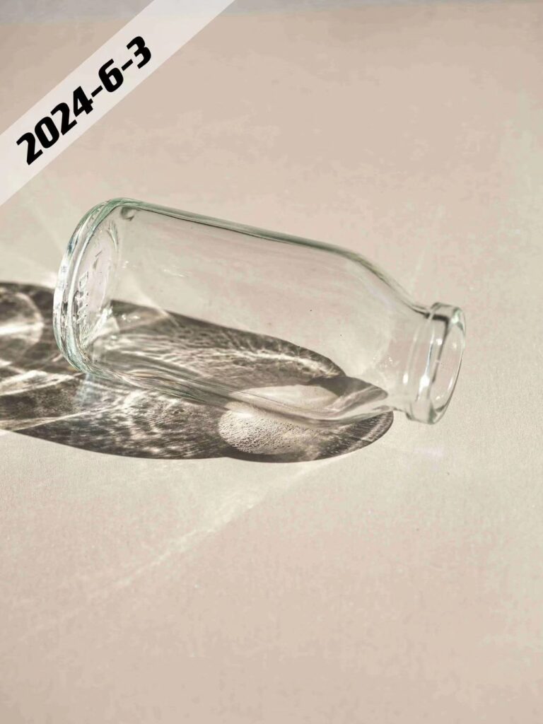 clear glass bottle